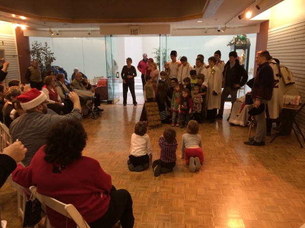 Parents and children and members of the nativity Play cast