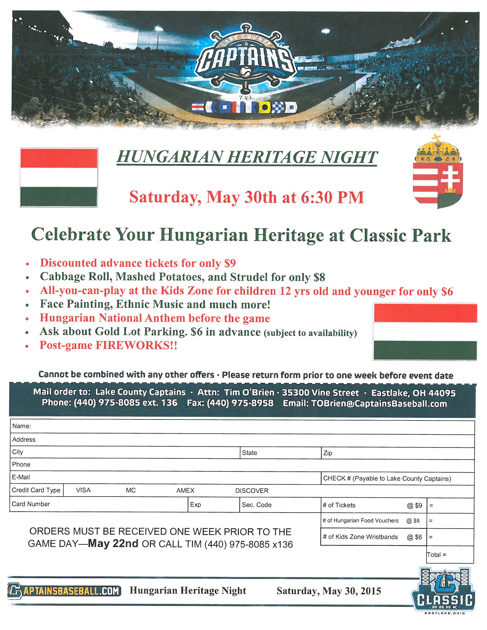 2015 Hungarian Heritage Night flyer